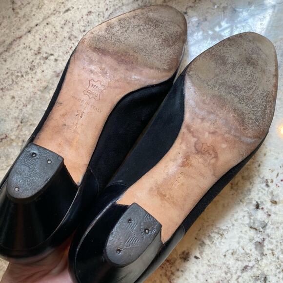 Silvia Fiorentina Cap Toe Blk Luxury Suede Leather Spectator Heel Italy 9.5N - Picture 10 of 15